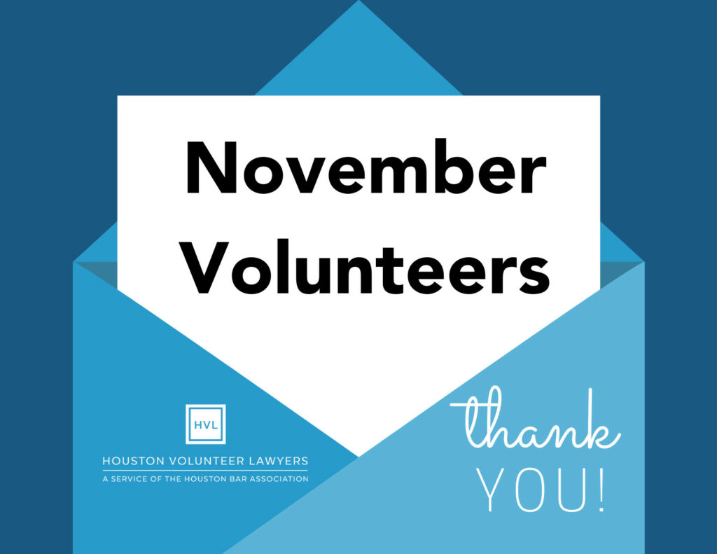 Thank You, November Volunteers!
