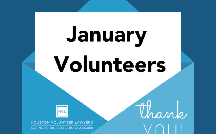  Thank You, January Volunteers!